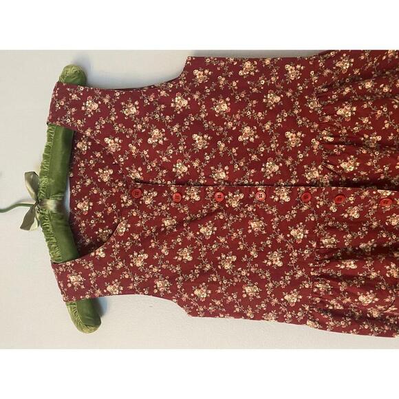Vintage Red Floral Sleeveless Button-Front Jumpsuit with Pockets - Picture 2 of 11